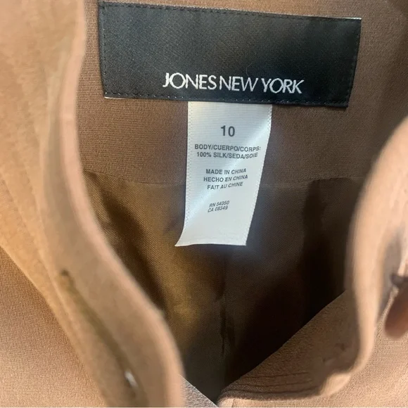 Jones New York 100% Silk Blazer Jacket Mocha Brown - Picture 2 of 12
